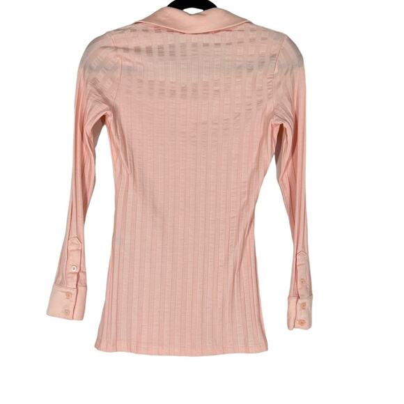 FLAWED JONATHAN SIMKHAI STANDARD Cal Compact Rib-Knit Polo Shirt Rosebud Small - Picture 5 of 8